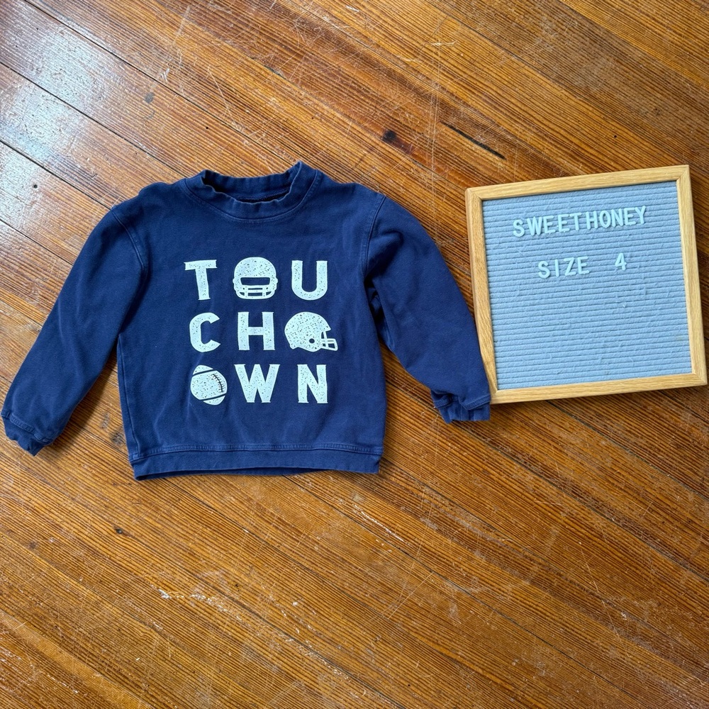 SweetHoney Kids Navy Touchdown Football Sweatshirt size 4
